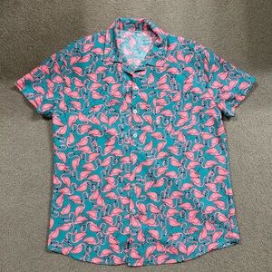 Tropical Flamingo Print Men's Casual Shirt